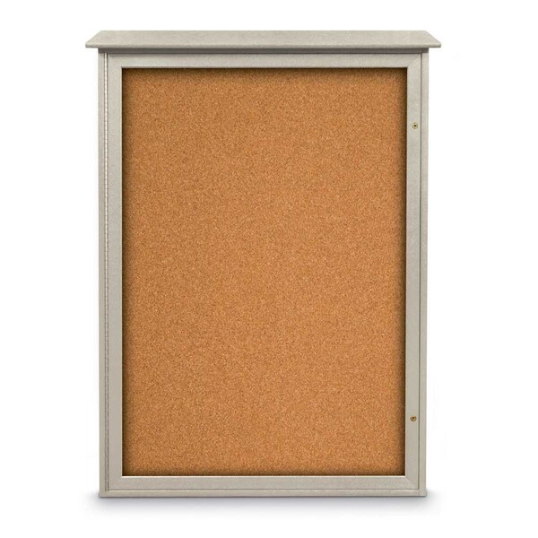 United Visual Products Outdoor Enclosed Combo Board, 72"x36", Brnz Frame/Burgundy & Medium Grey UVCB7236ODBZ-BURGUN-MEDGRY - main